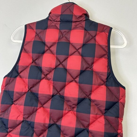J Crew Quilted Down Puffer Vest Womens Size XS Red Buffalo Plaid - Picture 10 of 10